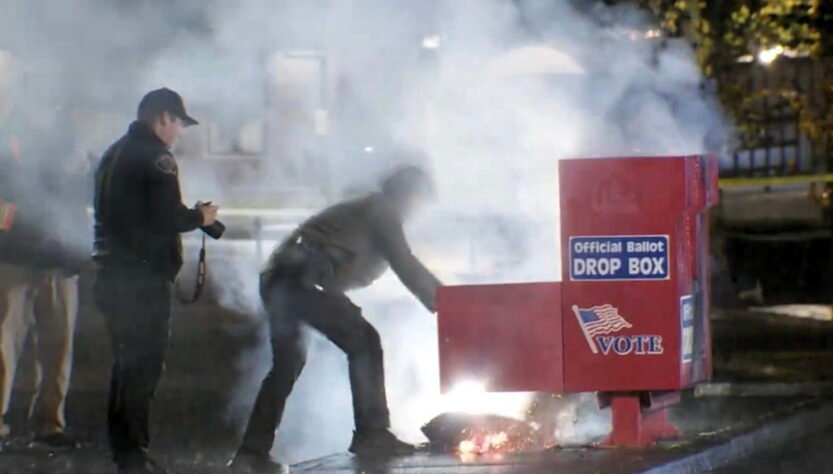 ‘attack-on-democracy’:-ballot-drop-boxes-in-washington-and-oregon-set-on-fire