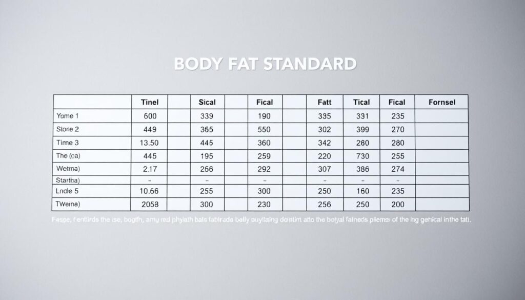 army body fat standards table