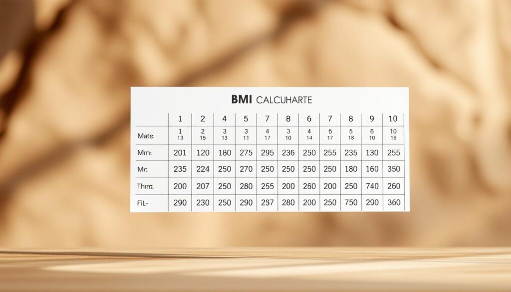 BMI calculation chart
