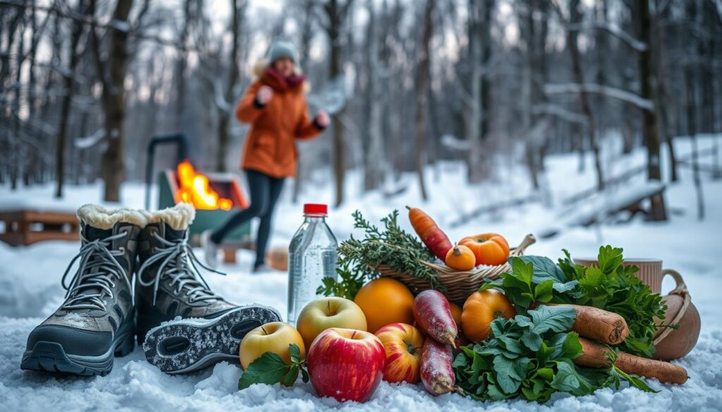 balanced winter diet and exercise