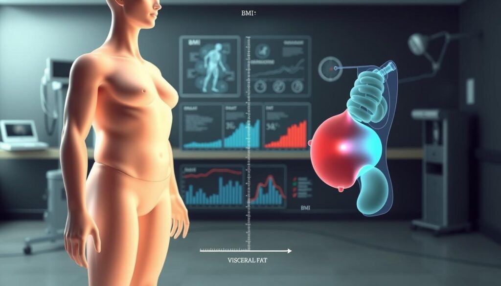 BMI vs visceral fat percentage comparison
