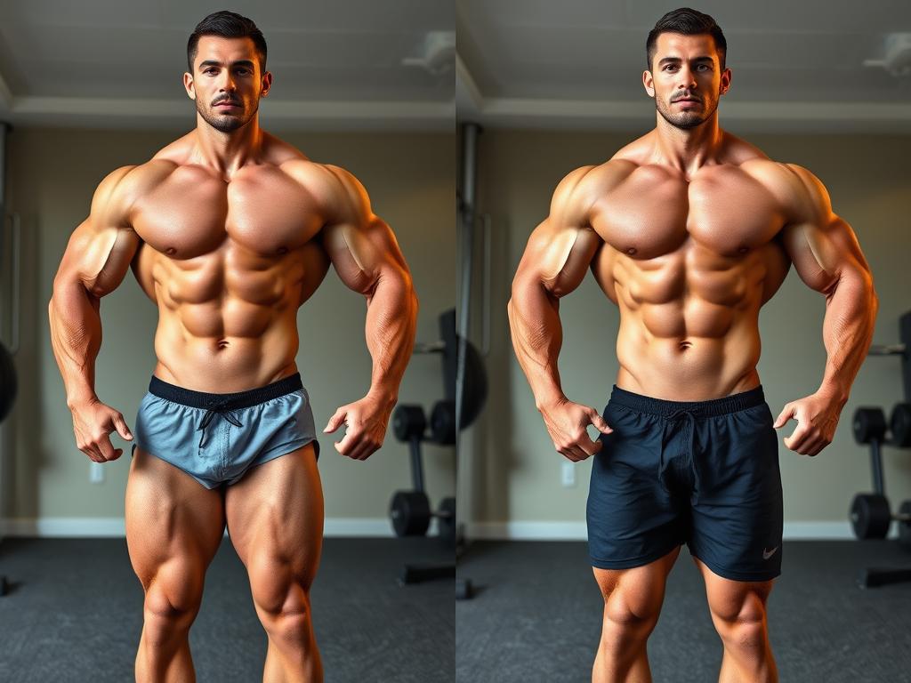 Comparison of body fat percentages in 6'3 male bodybuilders during bulking and cutting phases
