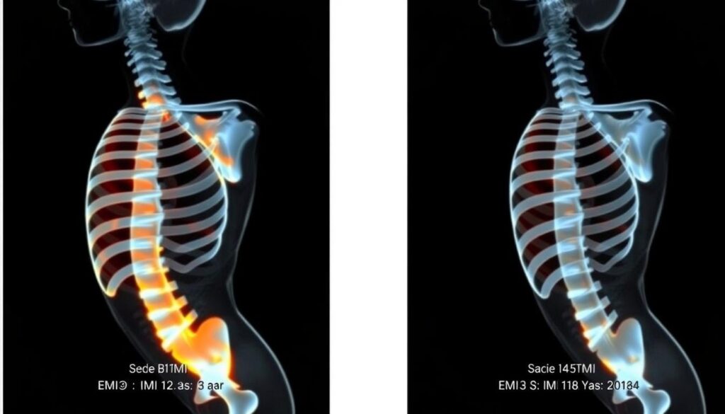 DEXA scan showing bone mineral density differences between individuals with similar BMI but different bone mass and BMI accuracy
