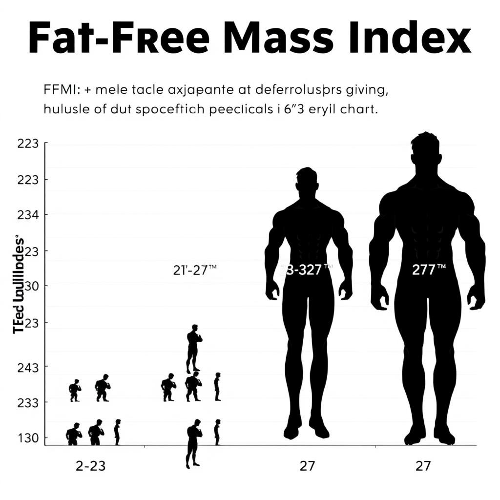 FFMI calculation chart for 6'3 male bodybuilders showing different levels of muscle development