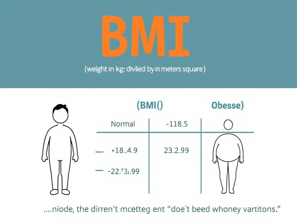 Visual representation of the BMI formula and classification ranges highlighting bone mass and BMI accuracy issues