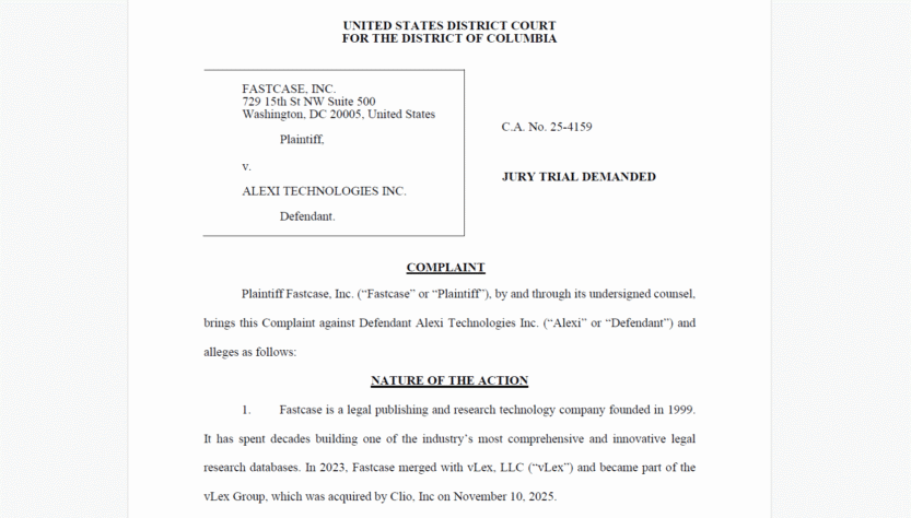 fastcase-files-lawsuit-against-alexi-over-alleged-data-misuse-and-trademark-infringement